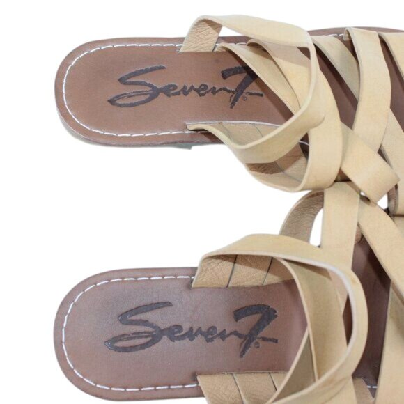 Seven7 Womens Sz 8M Buci Strappy Boho Festival Coastal Tan Brown Beige Sandals - Picture 7 of 10